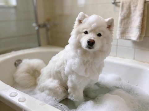  Bathing a Samoyed